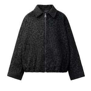 Zara Black Charcoal Leopard-Print Kids Jacket